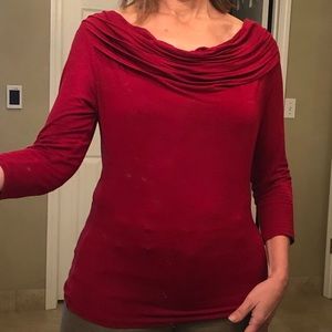 Anthropologie 3/4 red knit shirt